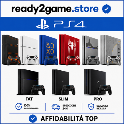 Playstation 4 Ps4 Pro Slim Fat Ps 4 Console con Controller e FW Basso - In Garanzia