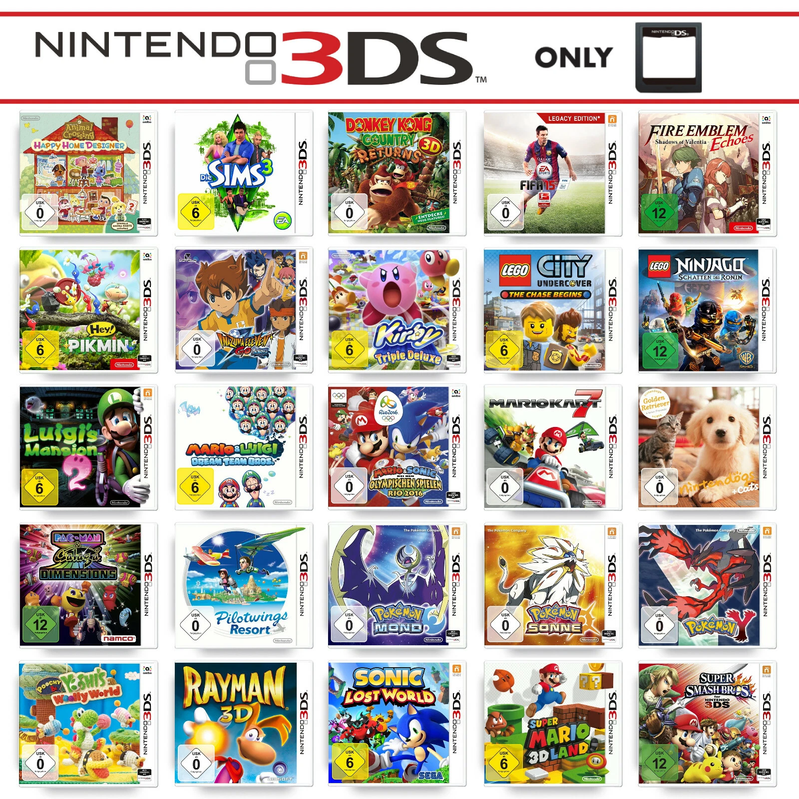 Nintendo 3DS 2DS Gioco A Scelta Solo Cartuccia Zelda Mario Pokemon Layton Kirby