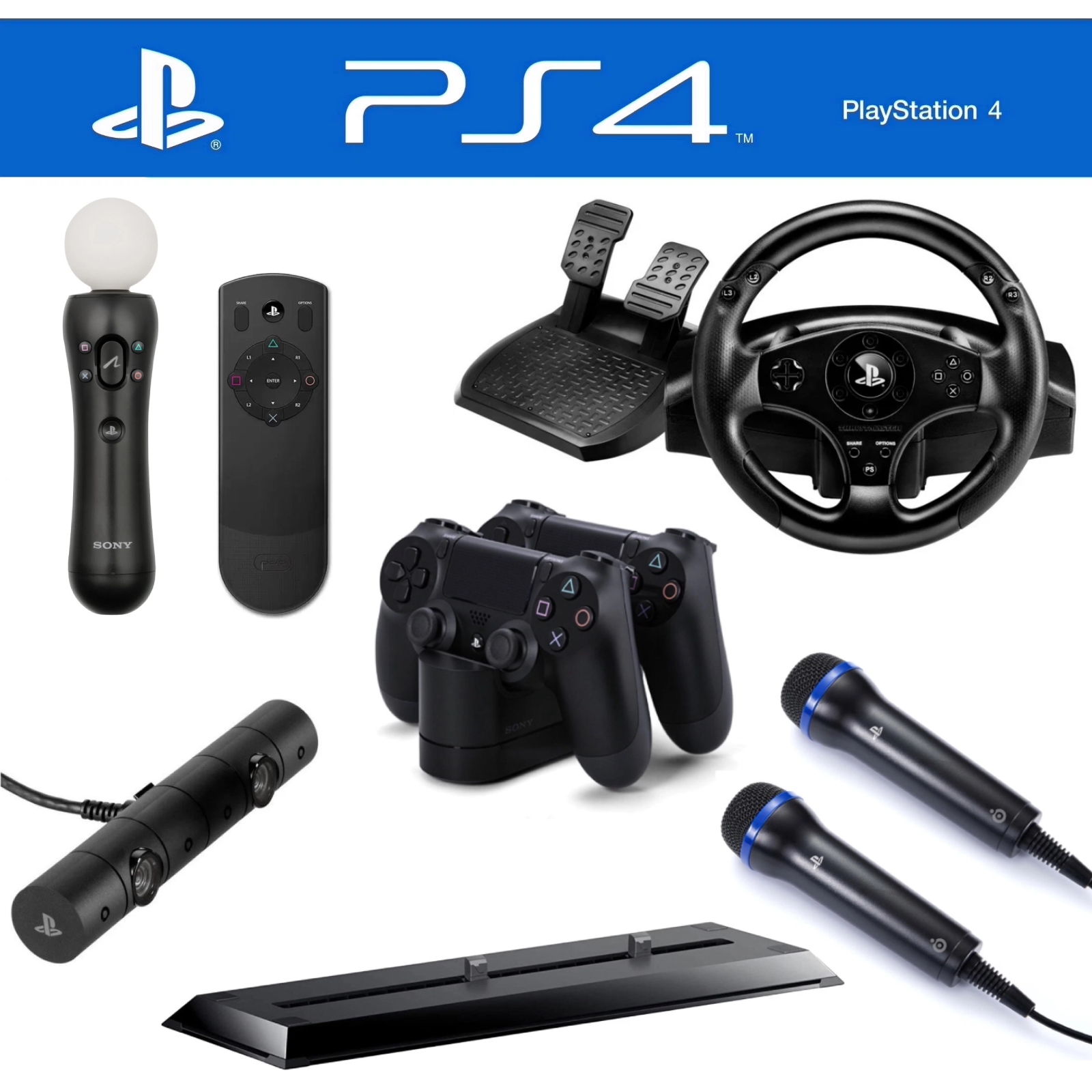 Sony Playstation 4 PS4 Accessori Controller Base Camera PS Move Microfono Stick