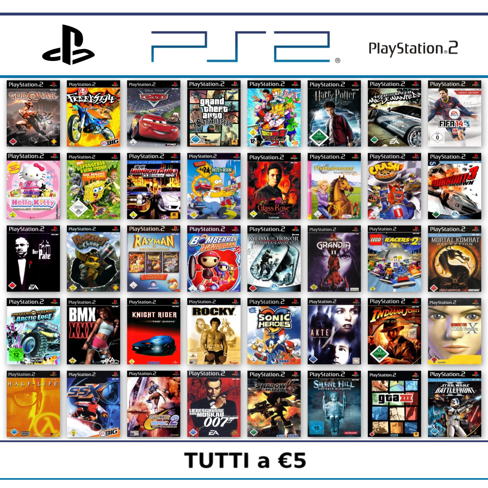 Ps2 Playstation 2 Gioco A Scelta Tutti a €5 FIFA Sims Tekken Spyro Final Fantasy