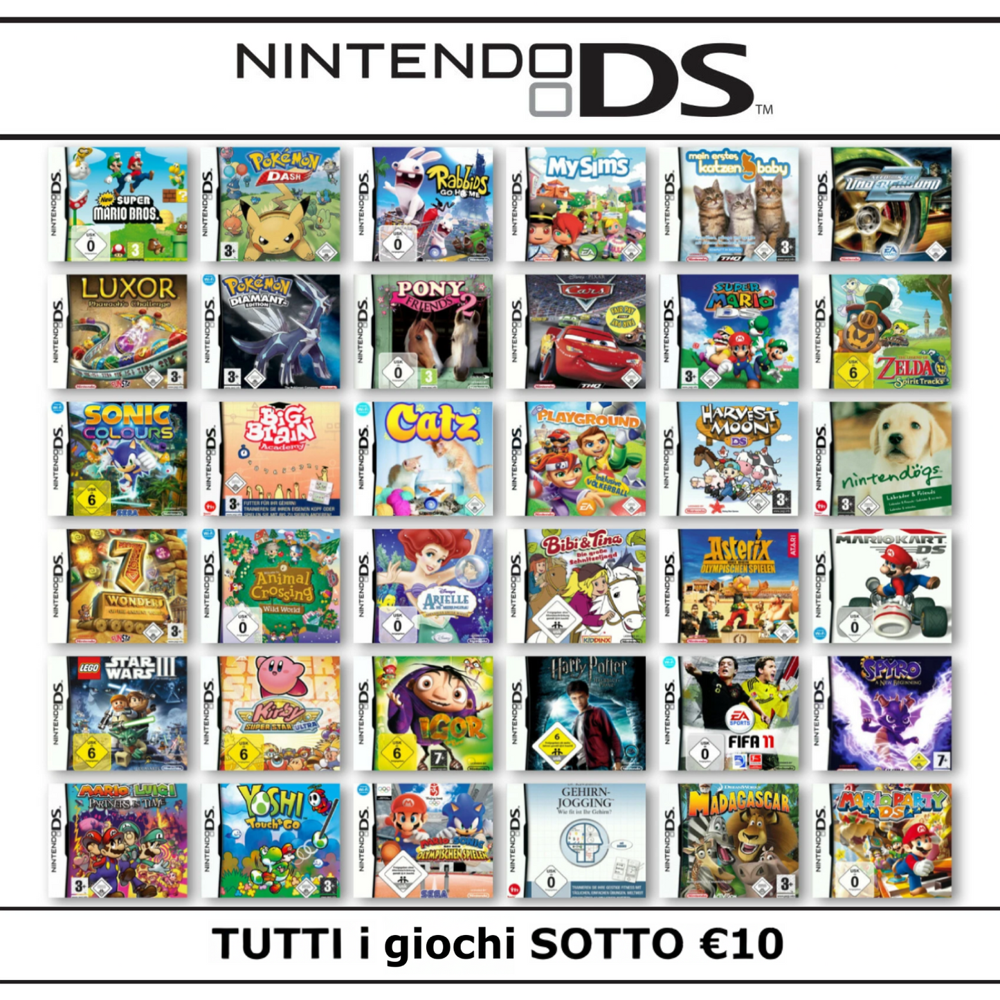 Nintendo DS NDS Gioco A Scelta Sotto €10 FIFA Mario Sonic LEGO Pokemon Disney