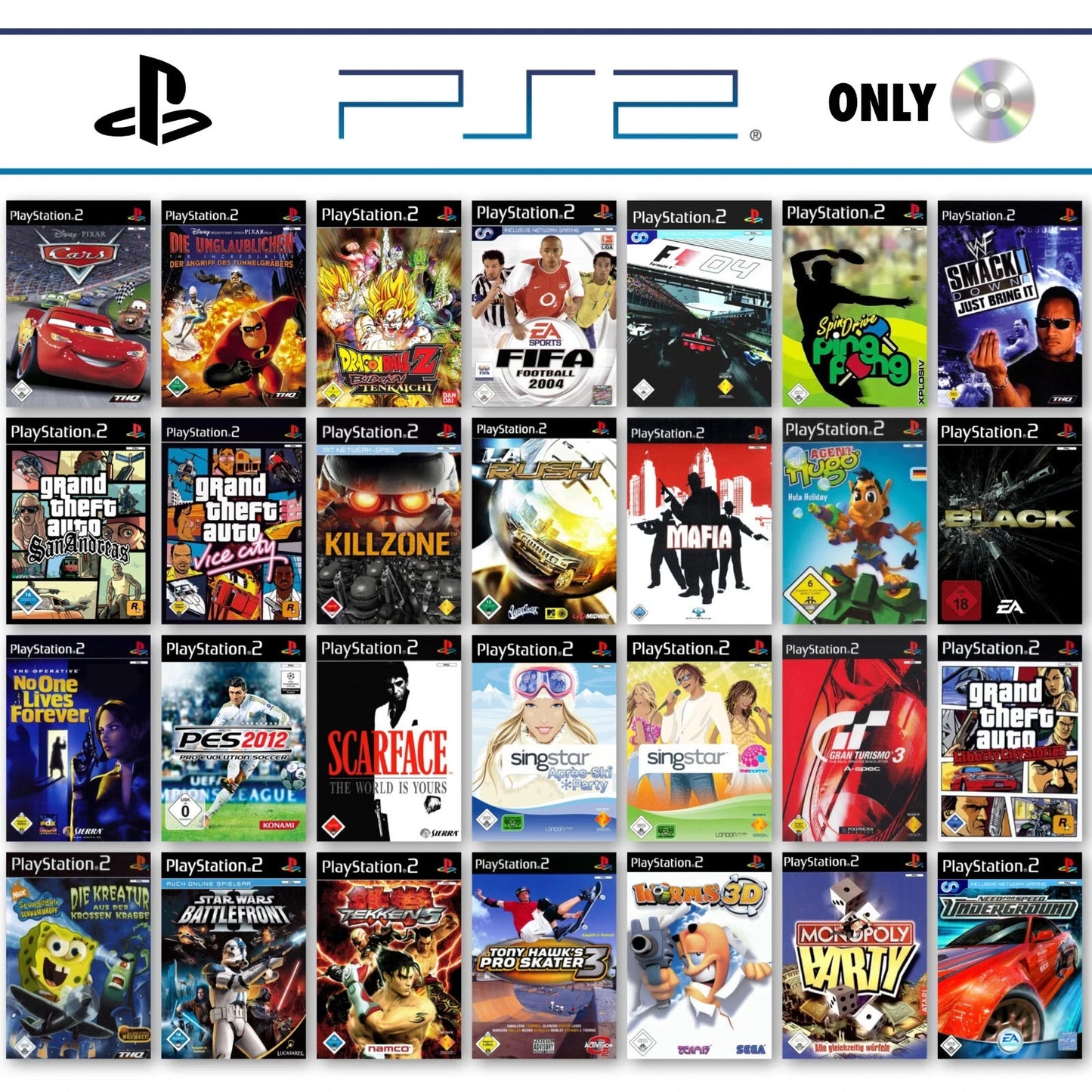 Ps2 Playstation 2 Gioco A Scelta Solo Disco CD GTA Fifa Cod Spiderman Minecraft