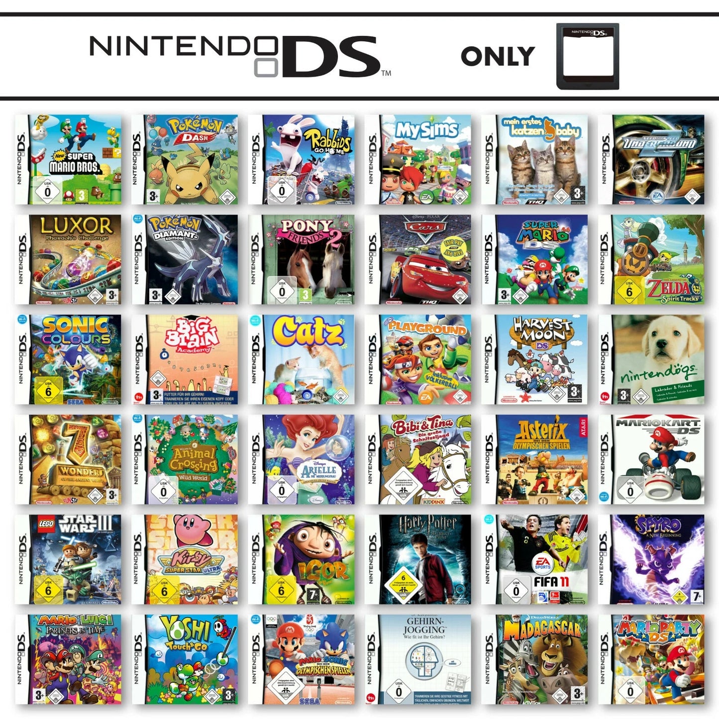 Nintendo DS NDS Gioco A Scelta Solo Cartuccia Zelda Mario Pokemon Spyro Kirby