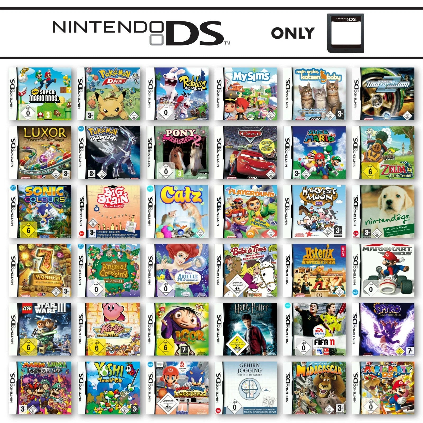 Nintendo DS NDS Gioco A Scelta Solo Cartuccia Zelda Mario Pokemon Spyro Kirby