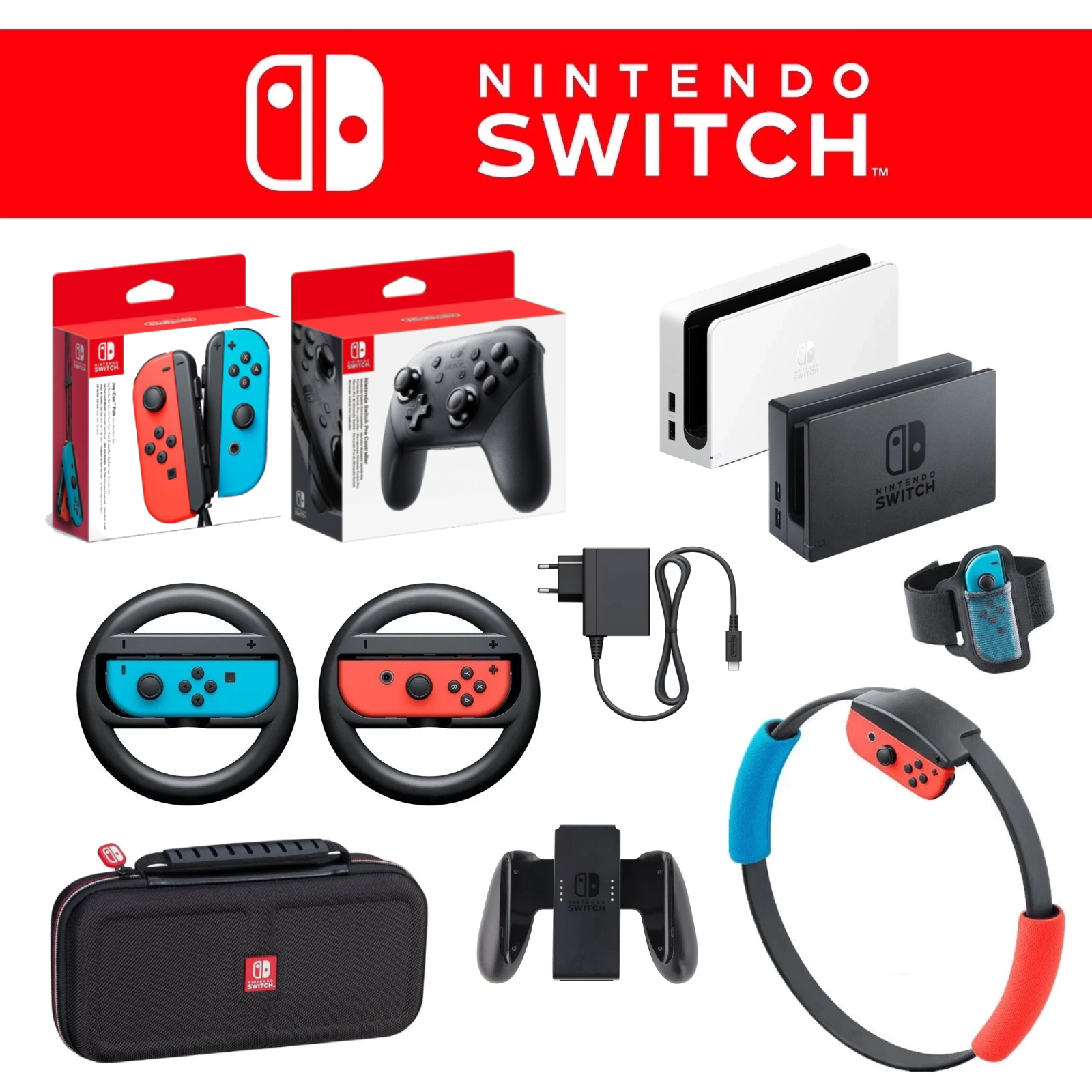 Nintendo Switch Accessori Originali Joycon Pro Controller Custodia Dock Cavi