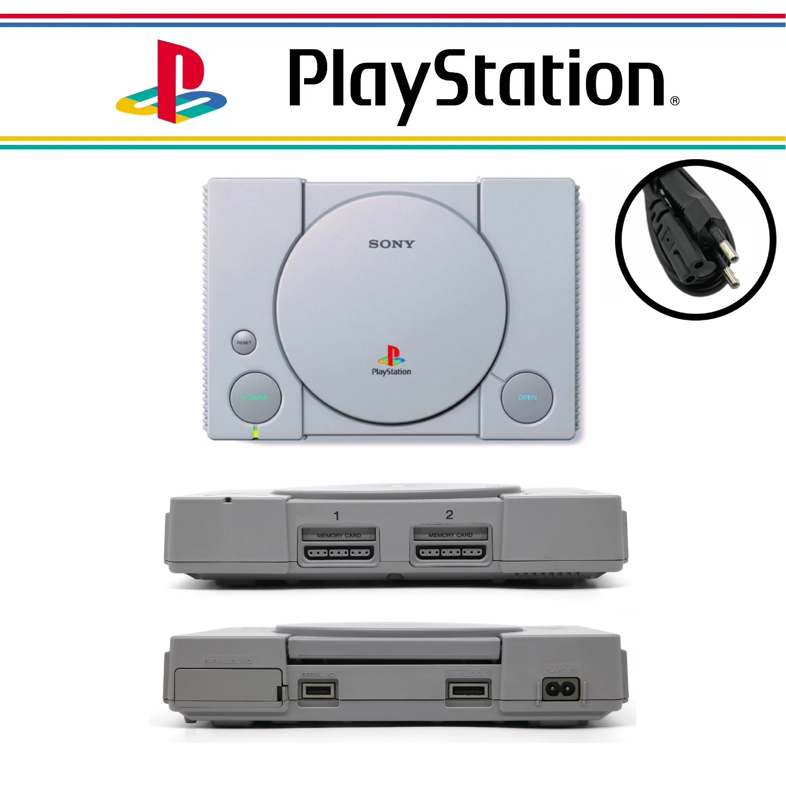 PS1 Playstation Ps 1 Fat Standard Originale Console e Alimentatore - In Garanzia