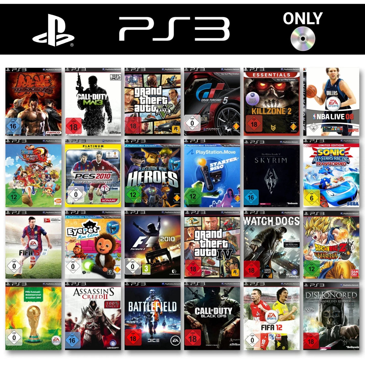 Ps3 Playstation 3 Gioco A Scelta Solo Disco CD GTA Fifa Cod Spiderman Minecraft