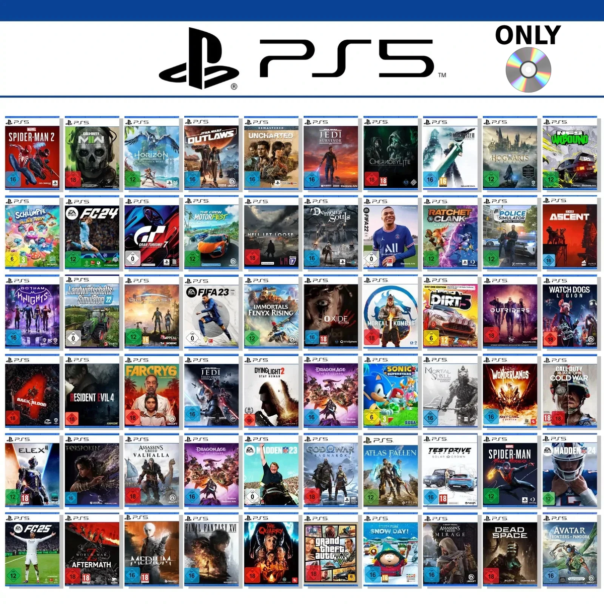 Sony Ps5 Playstation 5 Gioco a Scelta Solo Disco GTA God Of War Cod FIFA