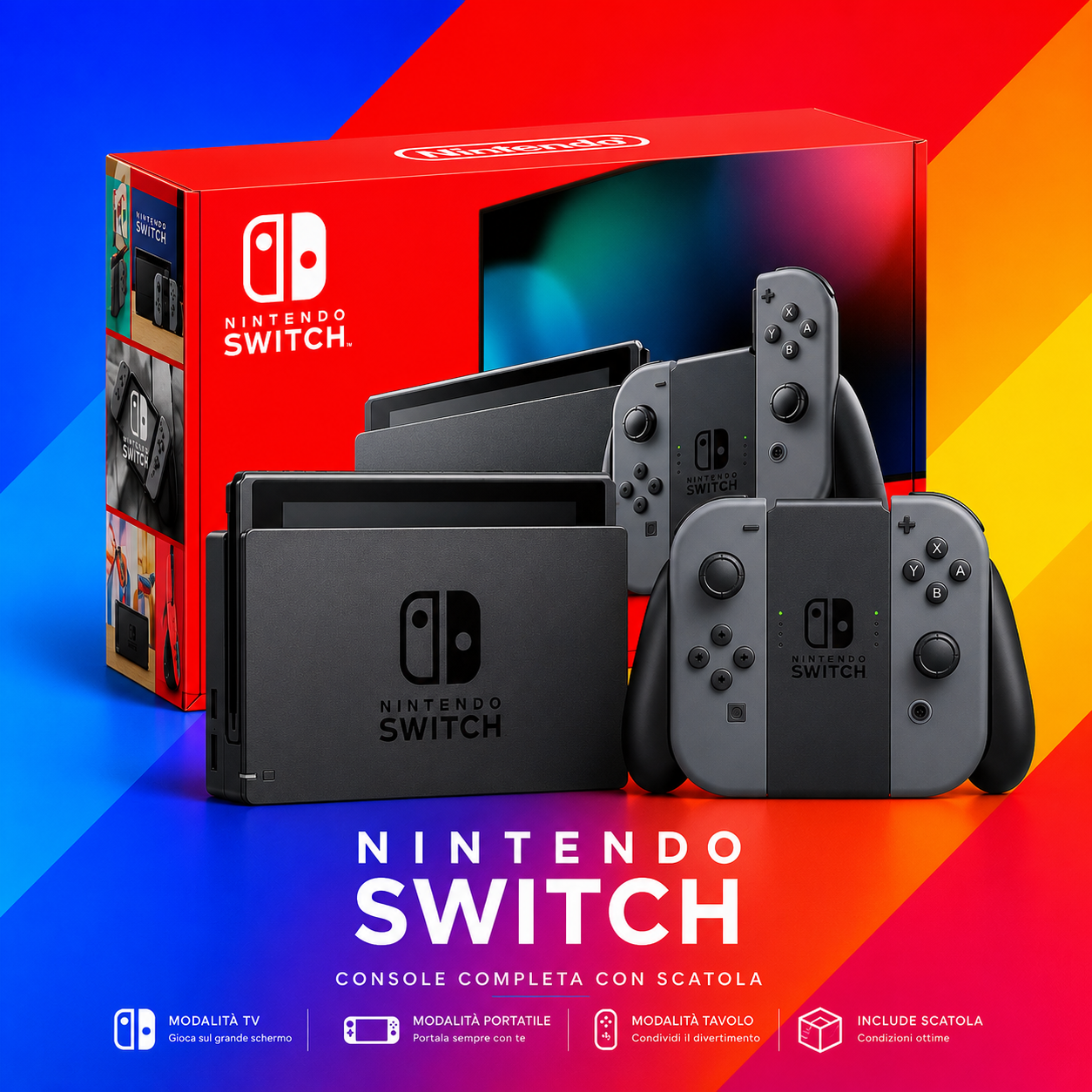 ✅ Nintendo Switch 32GB Console 🎁 con Accessori e Scatola Completa ✨ In Garanzia
